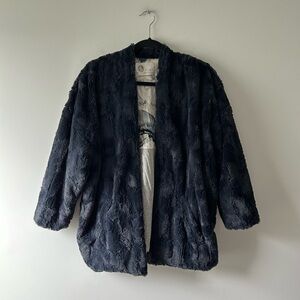 Anthropologie Tiny blue faux fur jacket